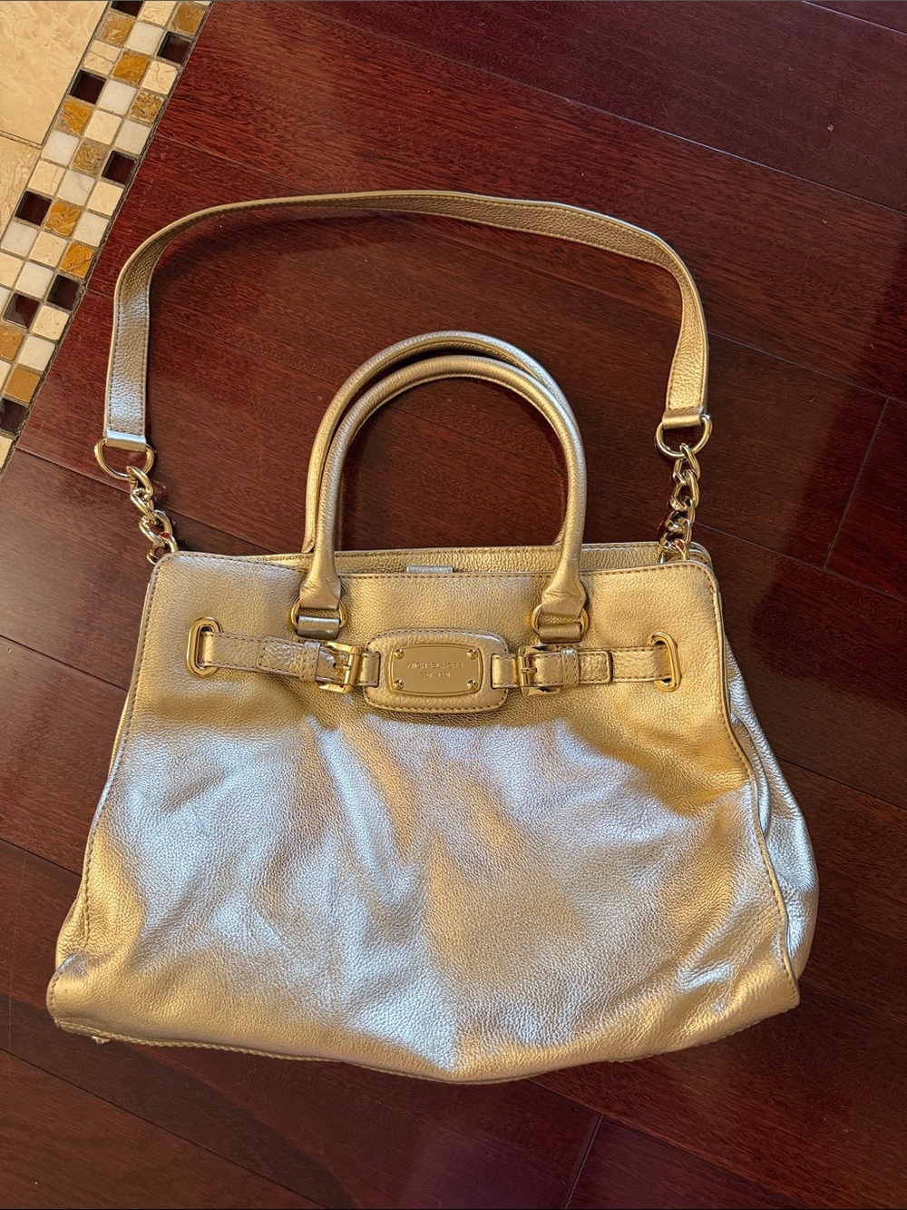 Michael Kors Metallic Gold Leather Satchel